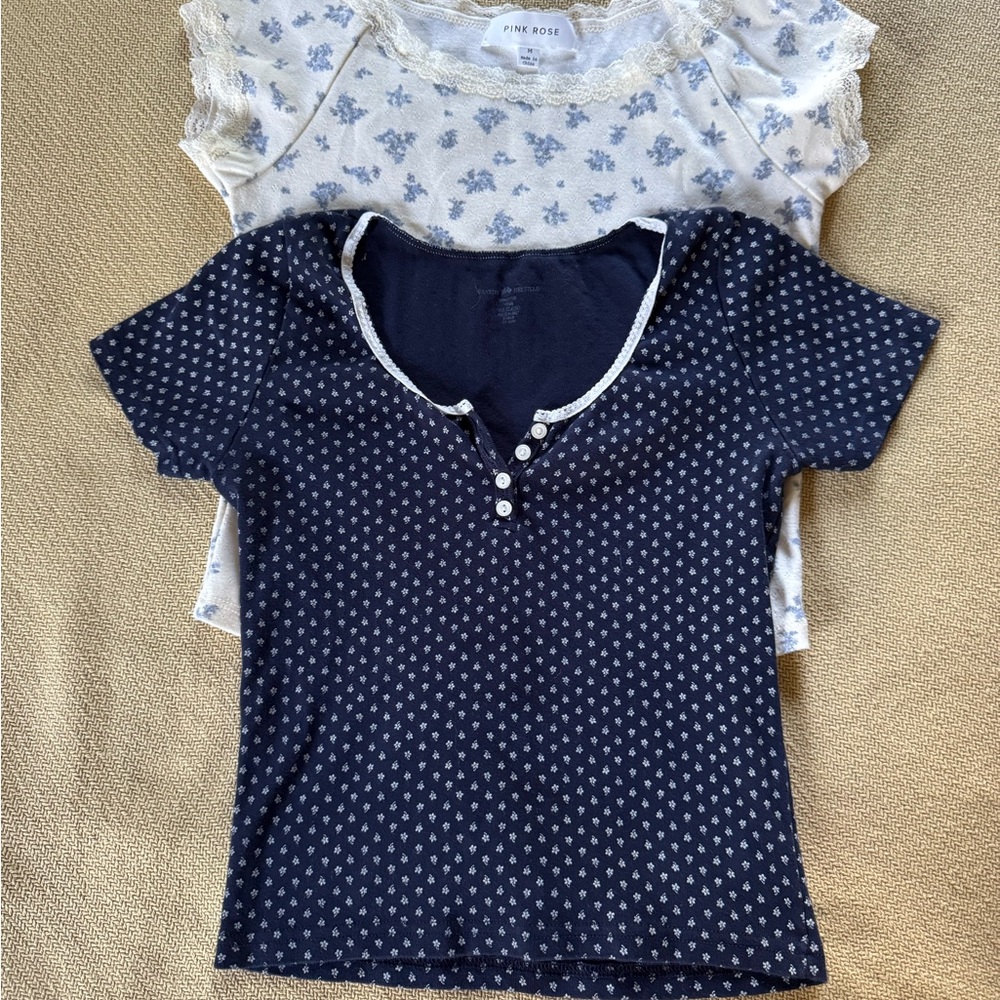 Ditzy floral baby doll tops bundle of 2